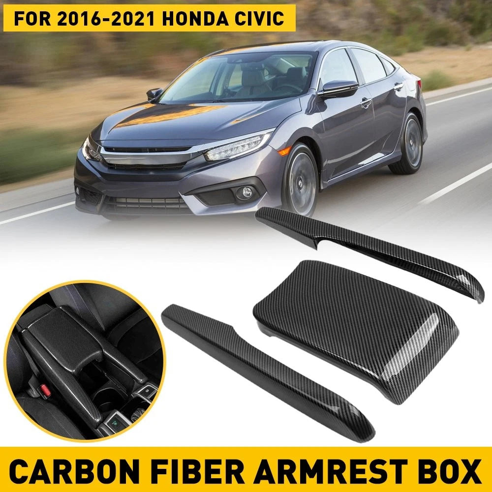 Carbon Fiber Armrest Panel for Honda Civic (2016–2021)