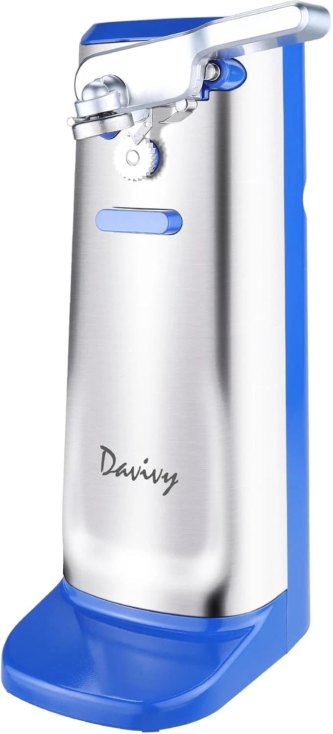 3-in-1 Electric Can Opener for Kitchen Use (Stainless Steel, Blue)