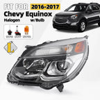 Halogen Headlight with Bulb Chrome Left Driver for Chevrolet Equinox (2016–2017)