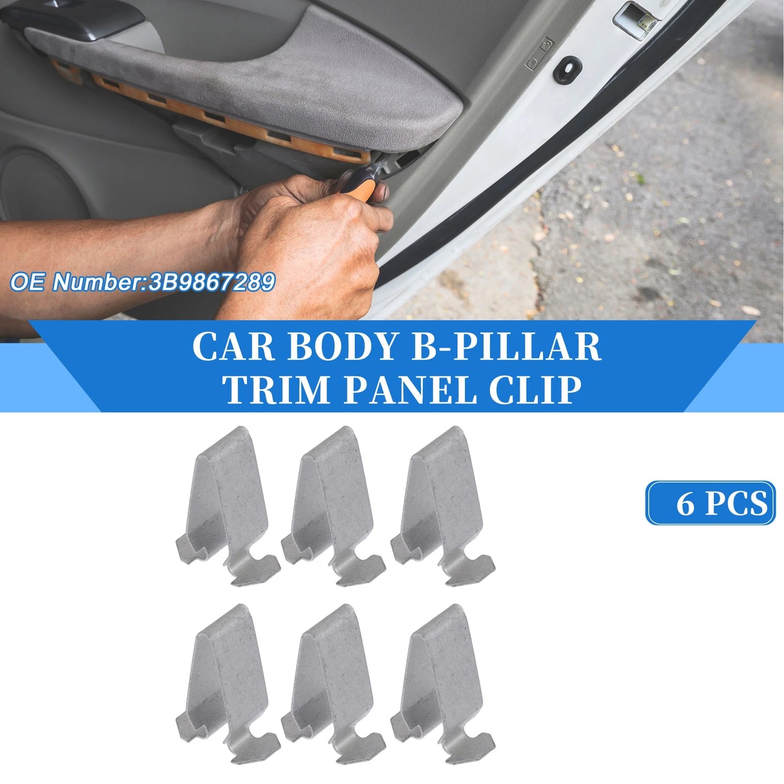 6 Pcs B-Pillar Trim Panel Clip for Volkswagen Passat (1998–2010) Metal