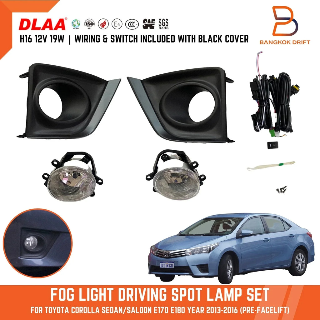 Fog Lamp Cover for Toyota Corolla ZRE172 SX Sedan 2013-2016 Black