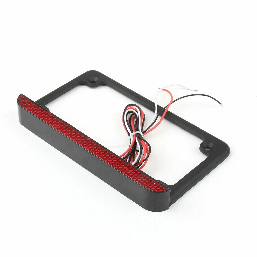 Black Motorcycle License Plate Frame Holder with LED Brake Light (N/A)