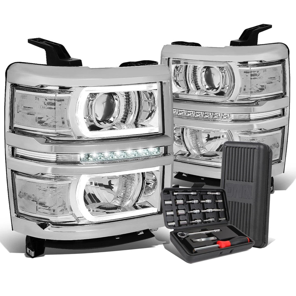 LED Chrome Clear Side Projector Headlight for Silverado 1500 (2014–2015)