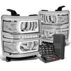 LED Chrome Clear Side Projector Headlight for Silverado 1500 (2014–2015)
