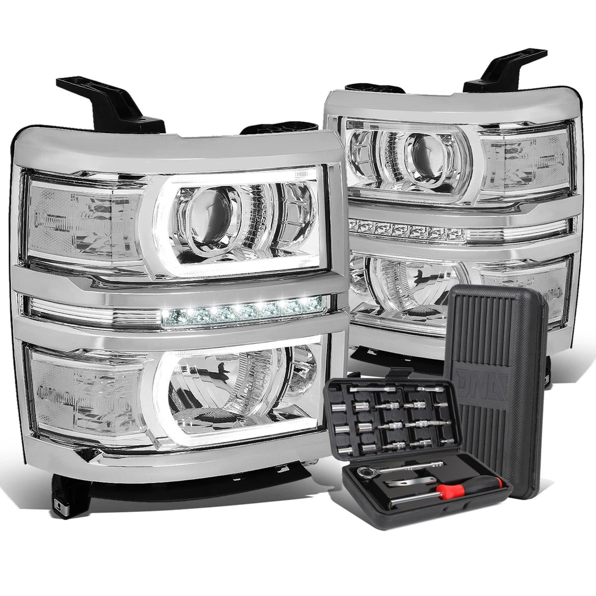LED Chrome Clear Side Projector Headlight for Silverado 1500 (2014–2015)
