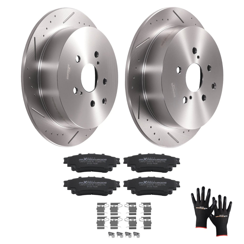 Rear Brake Rotors & Ceramic Pads Kit for Toyota Highlander (2014–2019) S31544