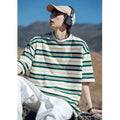 Set of 2 Men Striped Casual T Shirts Short Sleeve Streetwear