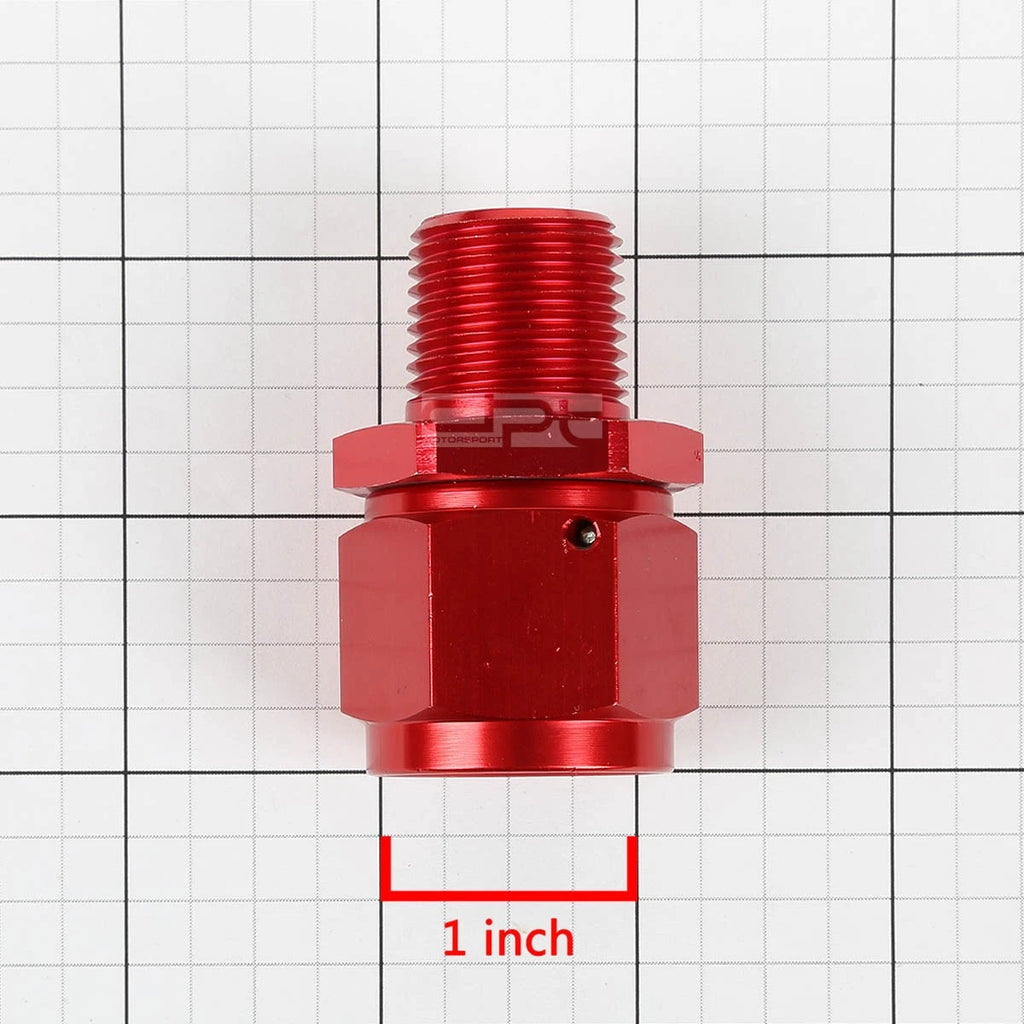 12-AN Female Flare to 1/2" NPT Male Red Aluminum B-Nut Swivel Coupler Fitting