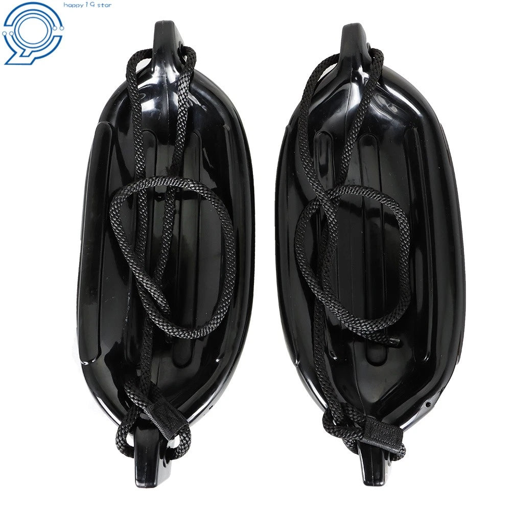 Set of 4 Black Ribbed Marine Boat Fenders 6.5" x 23"