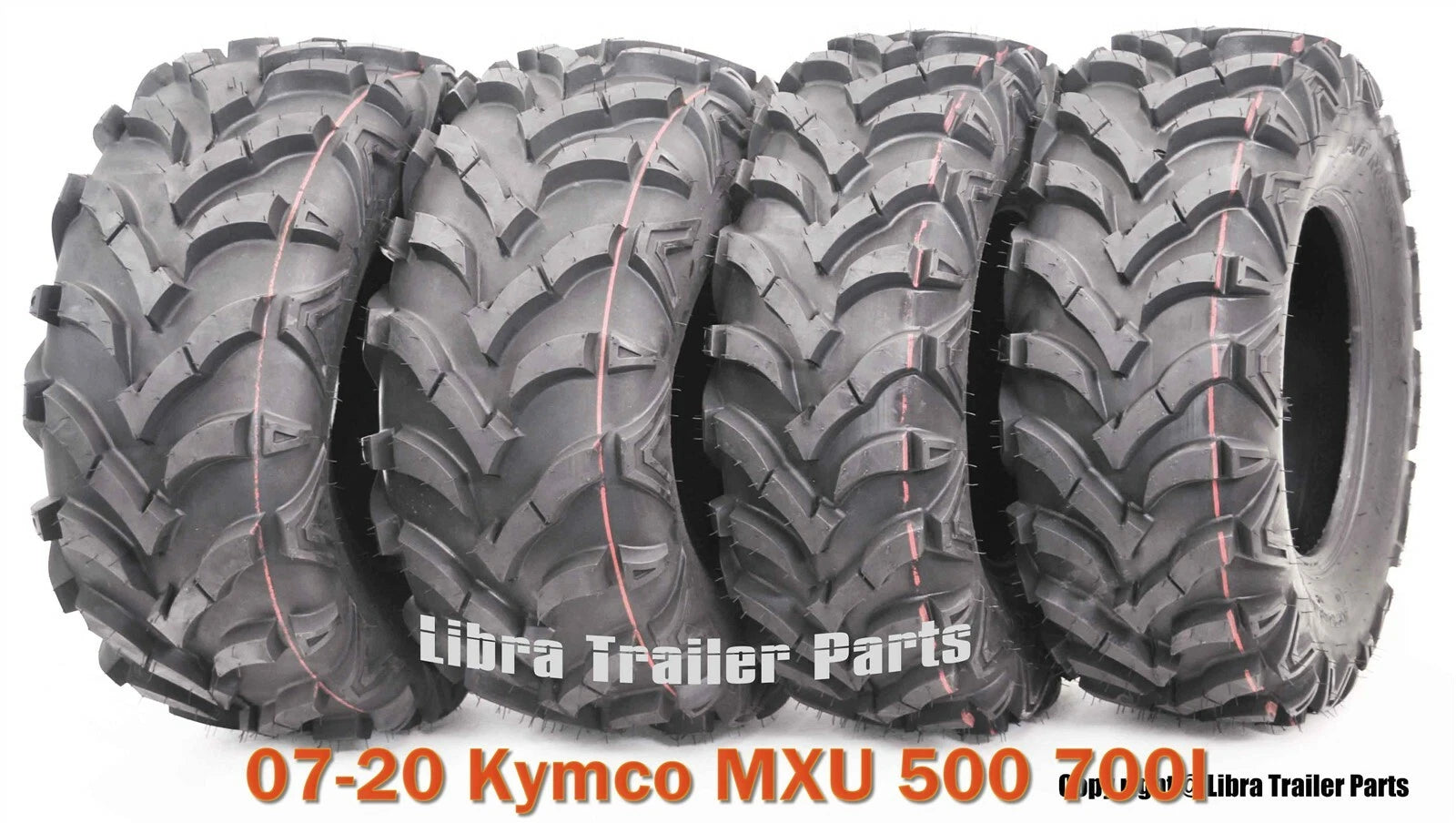 Set of 4 ATV Solid Mud Tires 25X8X12 & 25X10X12 for Kymco MXU 500 700I (2007–2020)