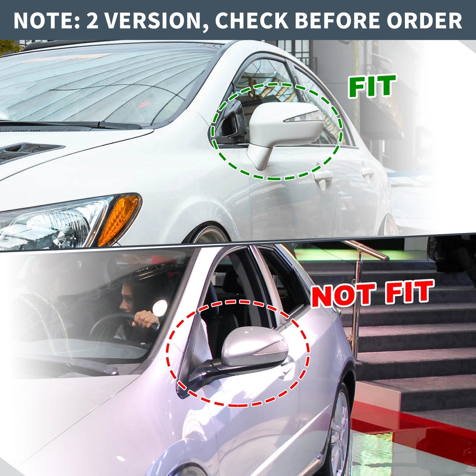 Pair Rearview Mirror Cover Overlay for Honda Civic (2006–2011) Carbon Fiber