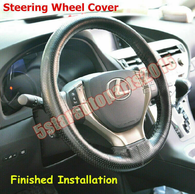 Steering Wheel Cover for Universal Fit (DIY, PU Leather, Anti-slip, Black)