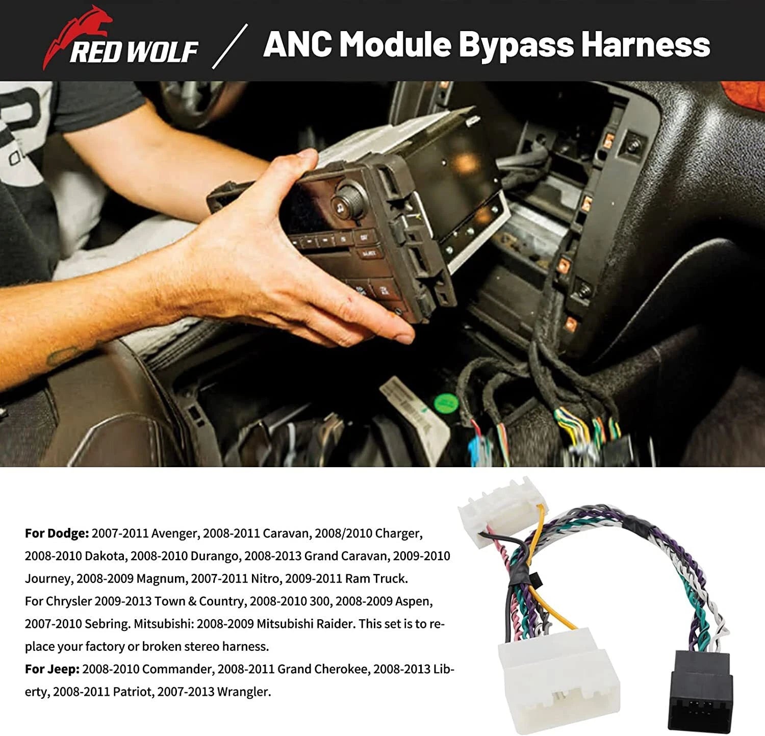 ANC-CH01 Factory Module Bypass Wiring Harness Connector for Dodge Jeep Chrysler (–)