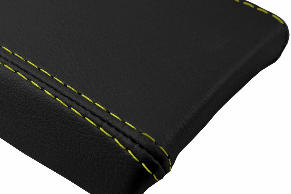 Leather Console Lid Armrest Cover for Mazda Miata MX5 (1990–1997) Yellow Stitch