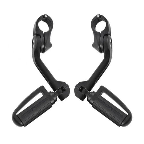 1 1/4 in Highway Bar Footpegs Long Angled Mount Kit for Motorcycle Matte Black