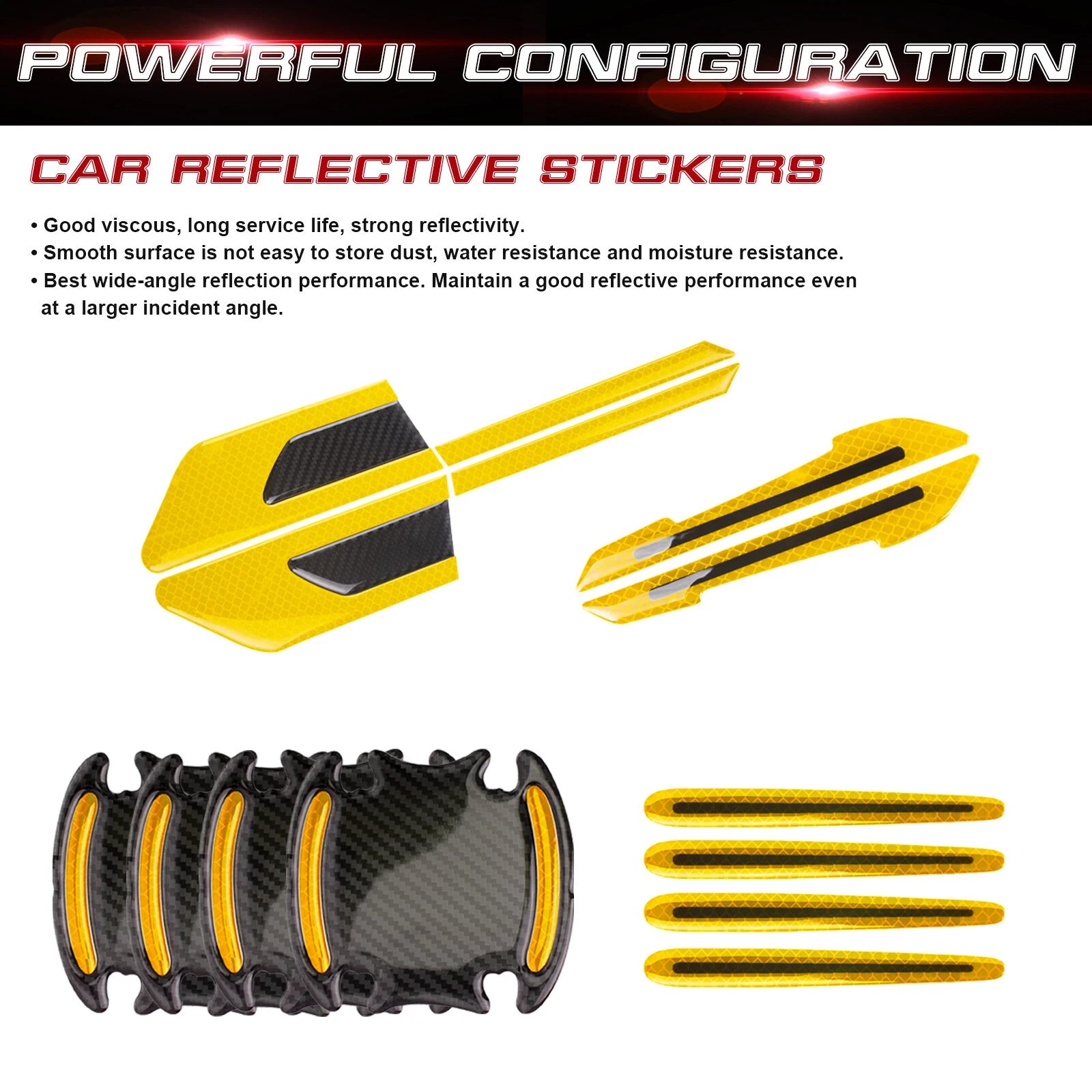 Reflective Safety Tape Sticker for Car Side Mirror Door Handle Bumper Fender (-)