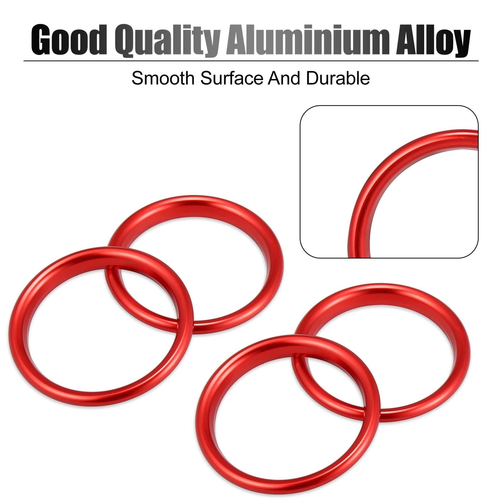 Set of 4 Red Aluminum Alloy Air Vent Ring Trim for Audi A3 S3 Q2L (2013–2021)