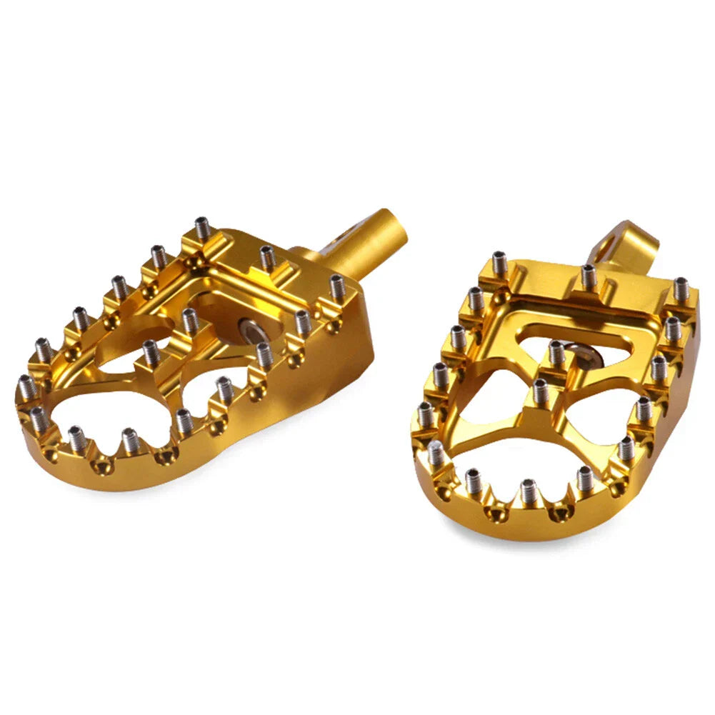 Gold CNC Wide MX Style Foot Pegs for Harley Sportster Softail (2004-2023)