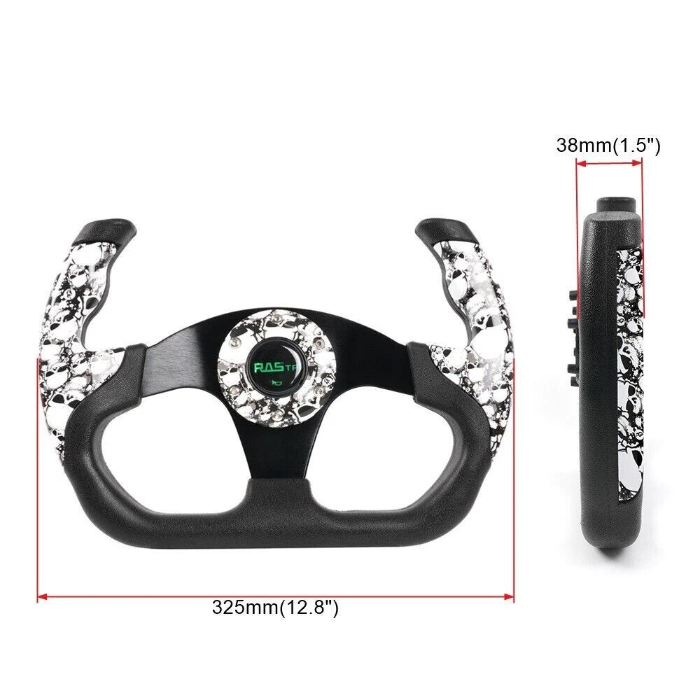 Universal U Shape Flat Drift Racing Leather Steering Wheel with Horn Button