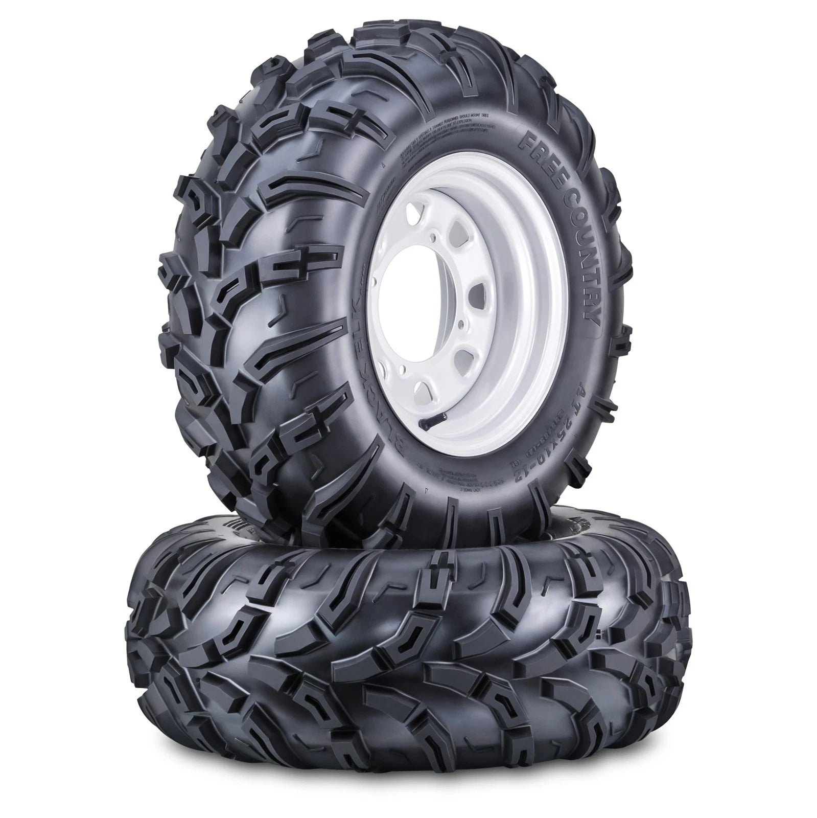 Set of 2 ATV Tires & Wheels for Free Country (25X10-12, 4x156 PCD)