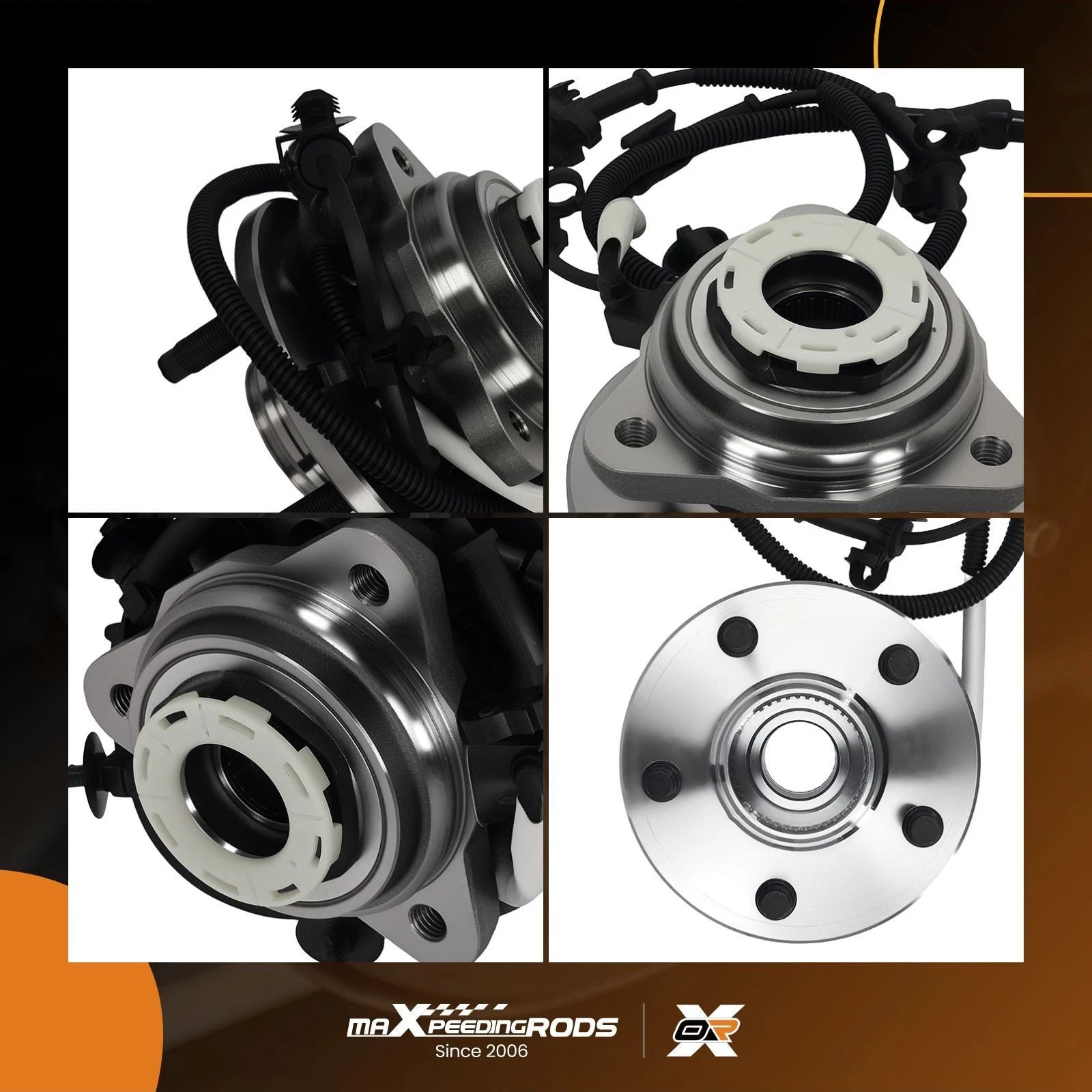 Set of 2 Front LH RH 4WD Wheel Hub Assembly for Ford Ranger/B4000 (1998–2000) BHA53919 ABS