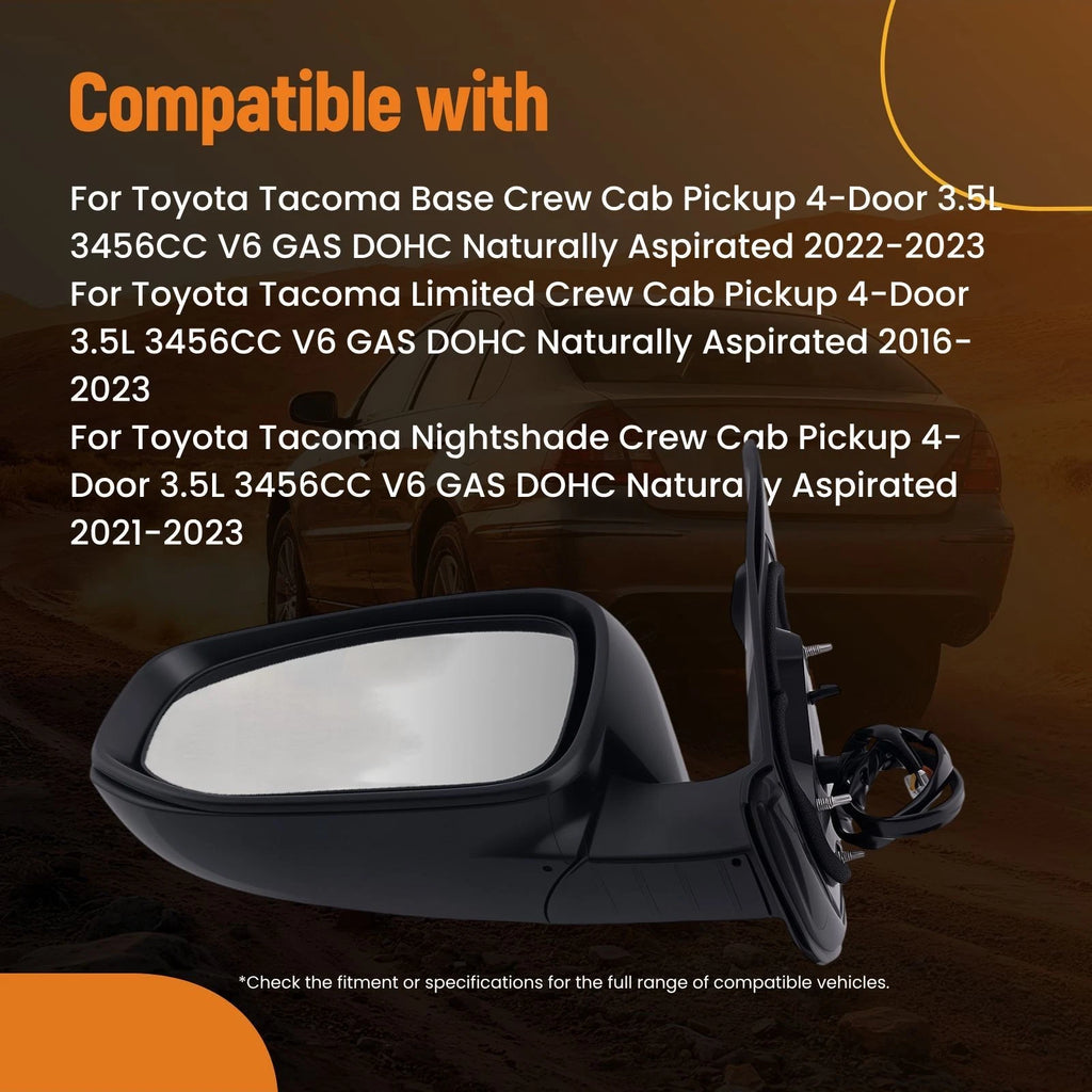 Heated Power Mirror Left for Toyota Tacoma 4-Door Pickup (2016–2023)