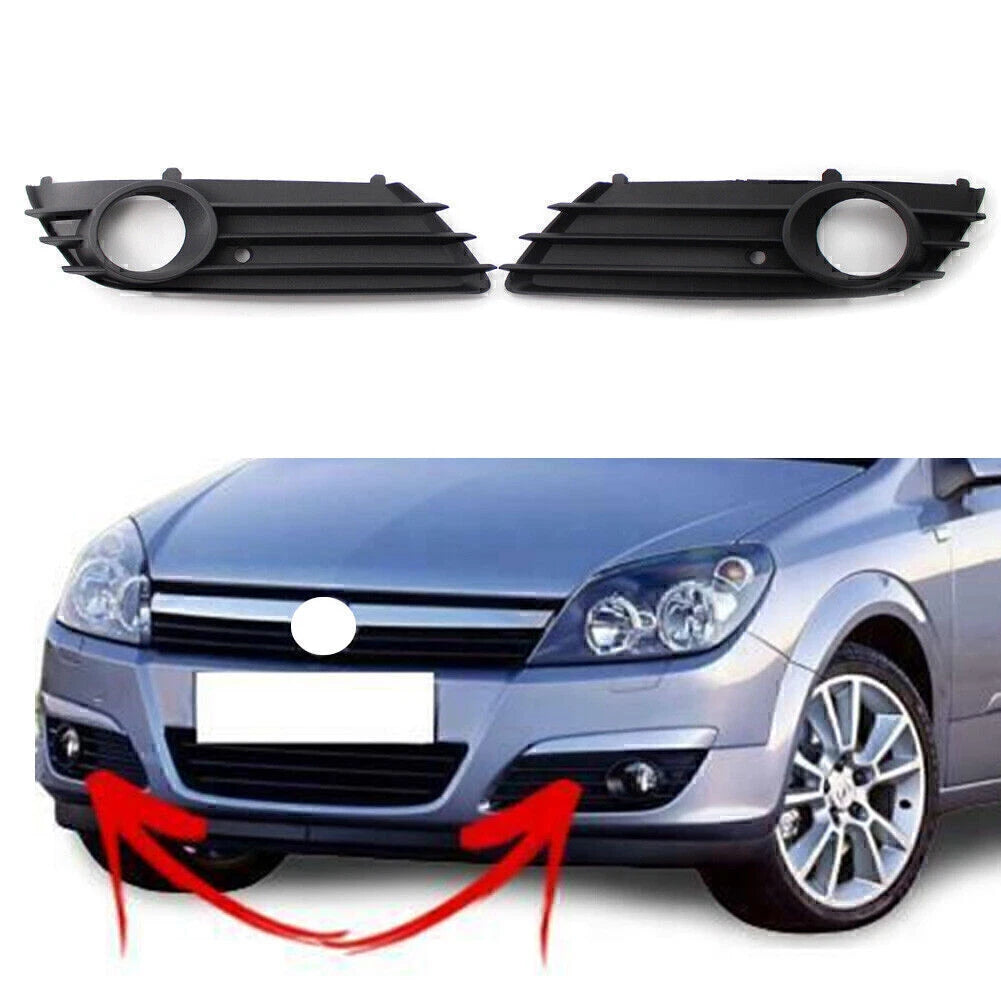 Set of 2 Front Bumper Lower Grille Fog Light Holes for Vauxhall Astra H (2004–2007)
