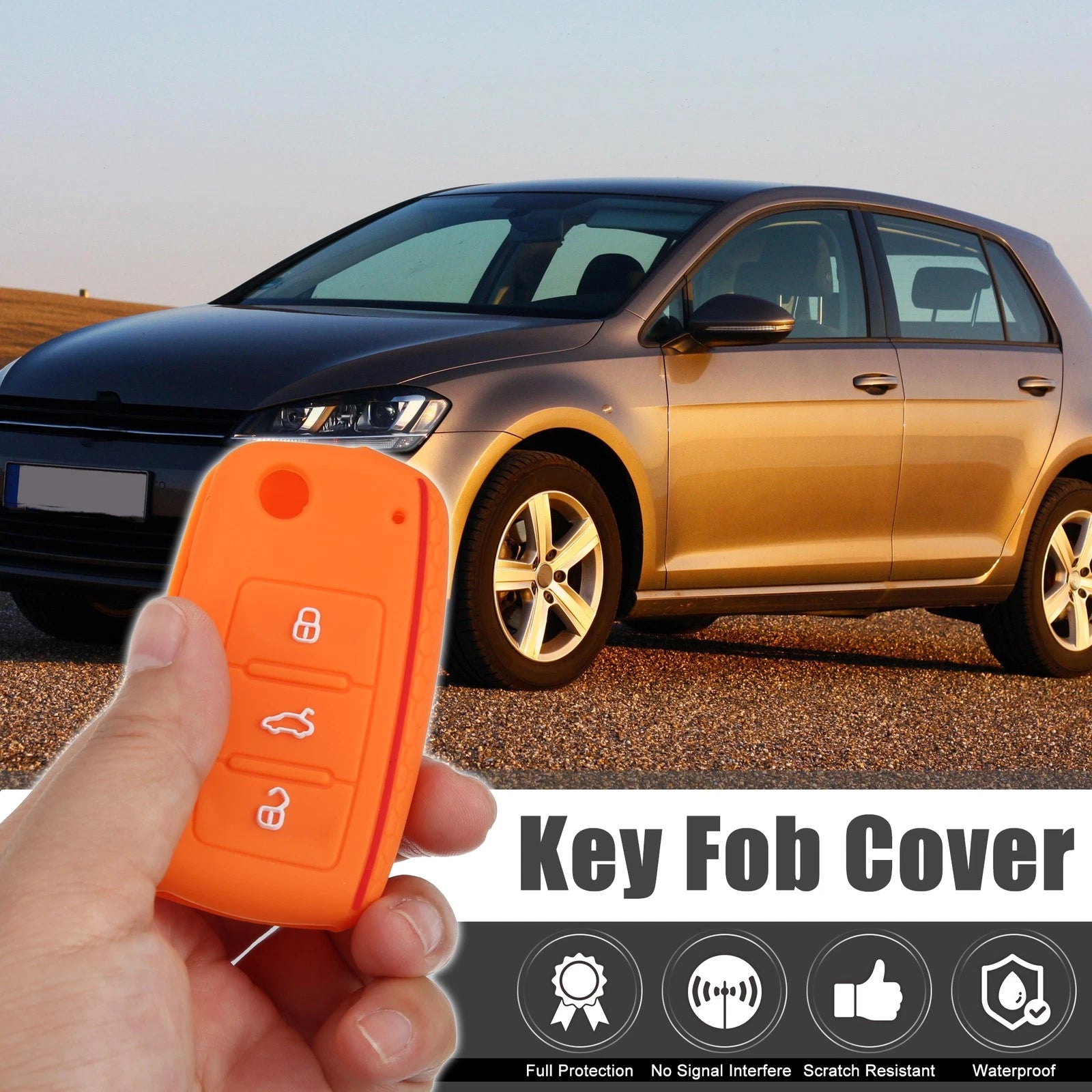 Orange Silicone Key Fob Shell for Volkswagen GTI (2015–2021)