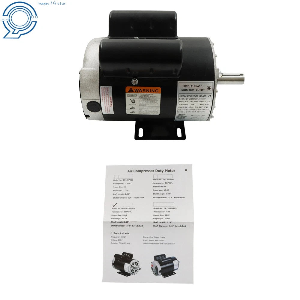 Electric Motor for Air Compressor (3450 RPM, 7/8" Shaft)