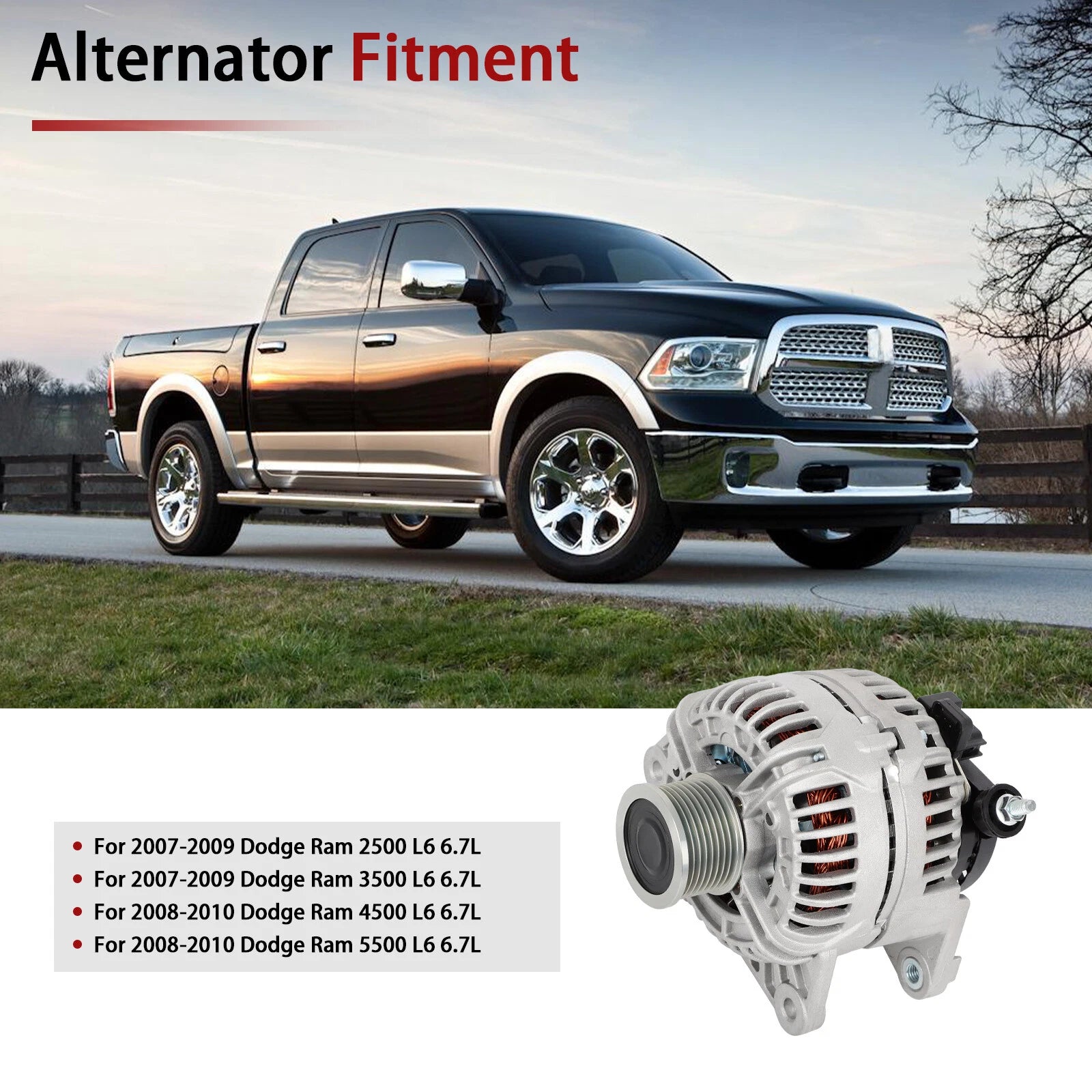Alternator for Dodge Ram 2500 3500 4500 5500 (2007-2010)