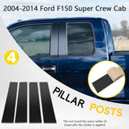 Set of 4 Door Trim Pillar Posts for Ford F150 Super Crew Cab (2004–2014) Glossy Black