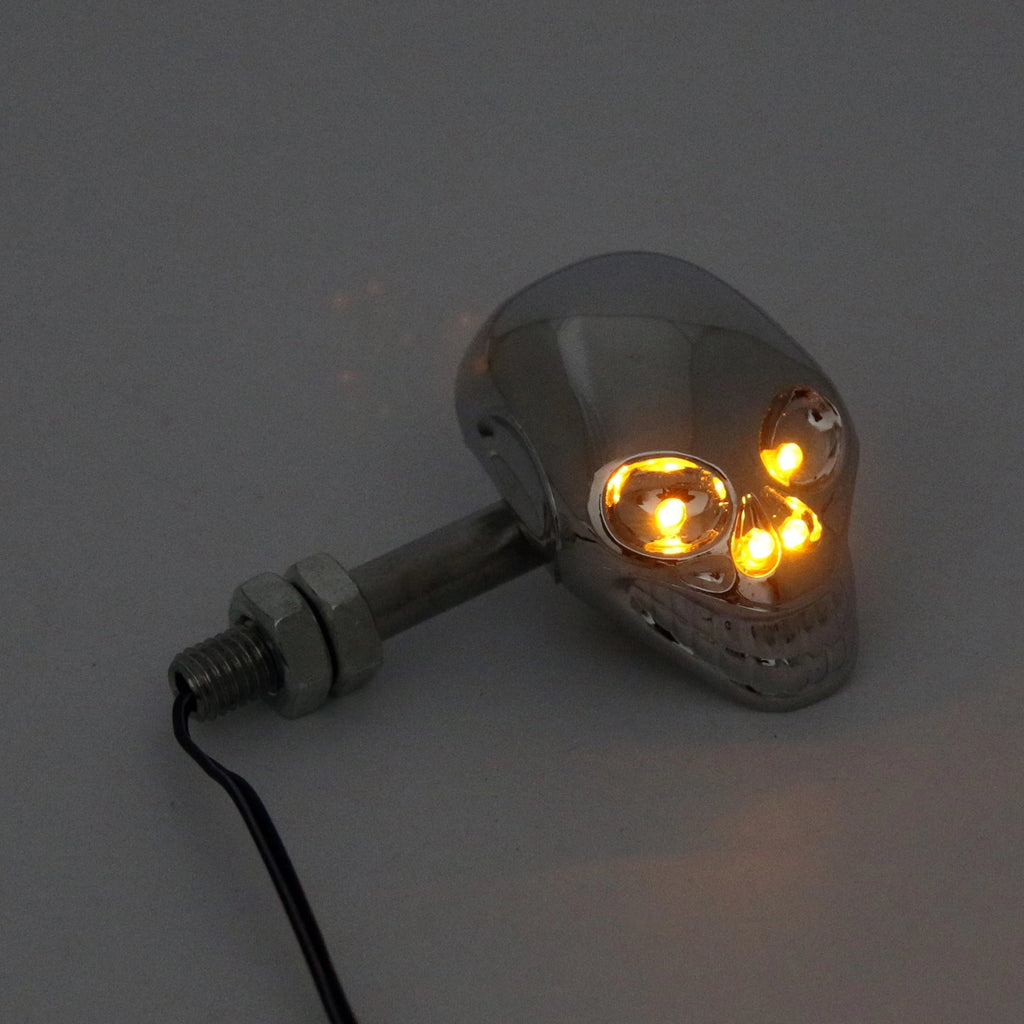 LED Skull Head Turn Signal Indicator Blinker for Motorcycle (12V)