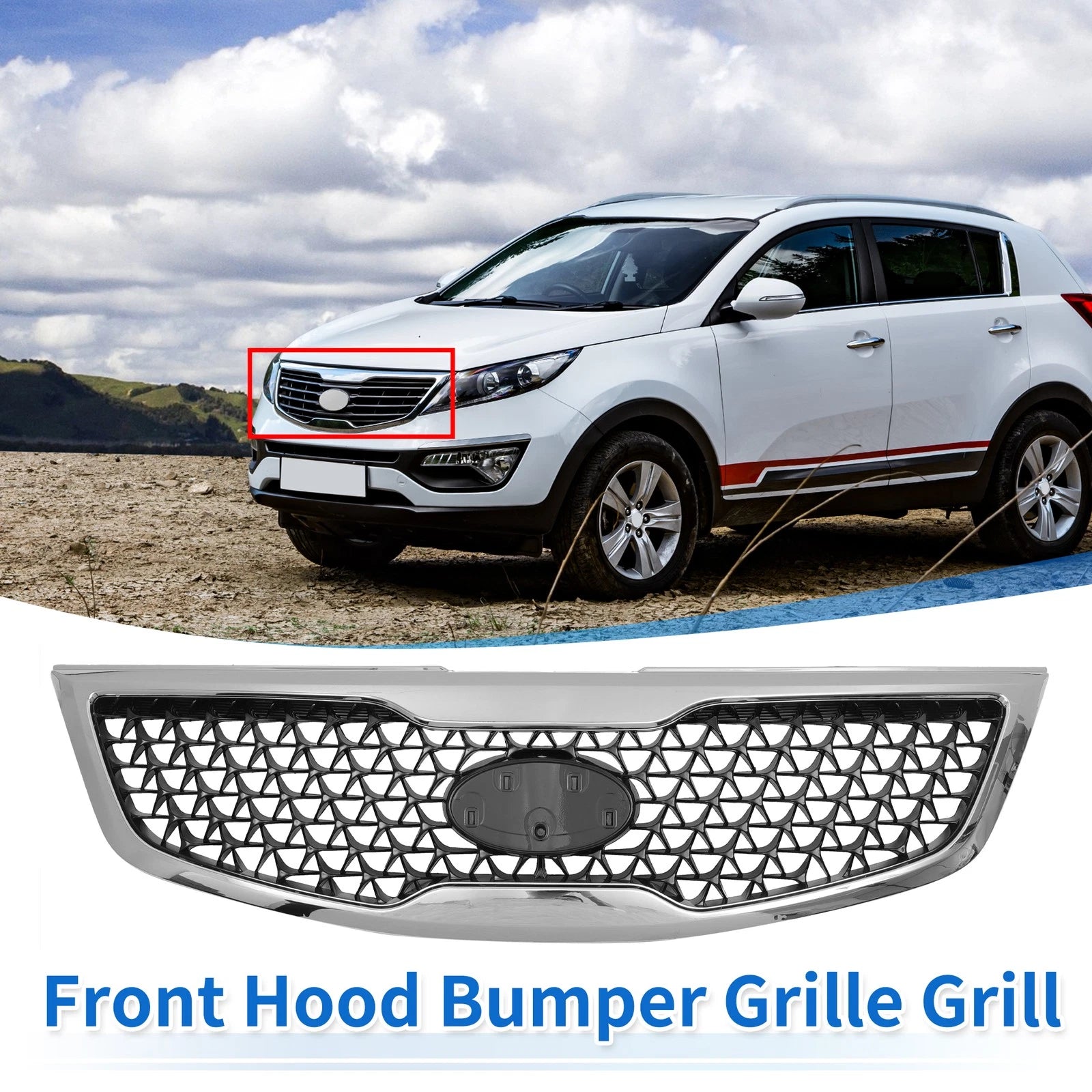 Front Upper Hood Bumper Grille for Kia Sportage (2014–2016) No.863503W500