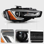 HID/Xenon Headlight Projector for Audi A5 S5 (2013–2017) w/LED DRL Right