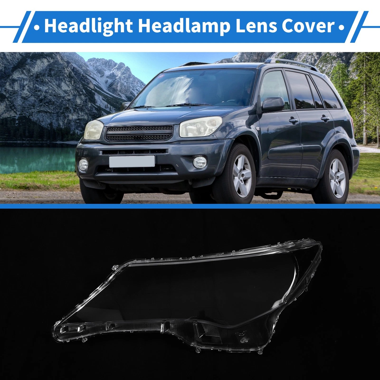 1 Pcs Headlight Lens Cover for Toyota RAV4 (2013–2015) PC Clear