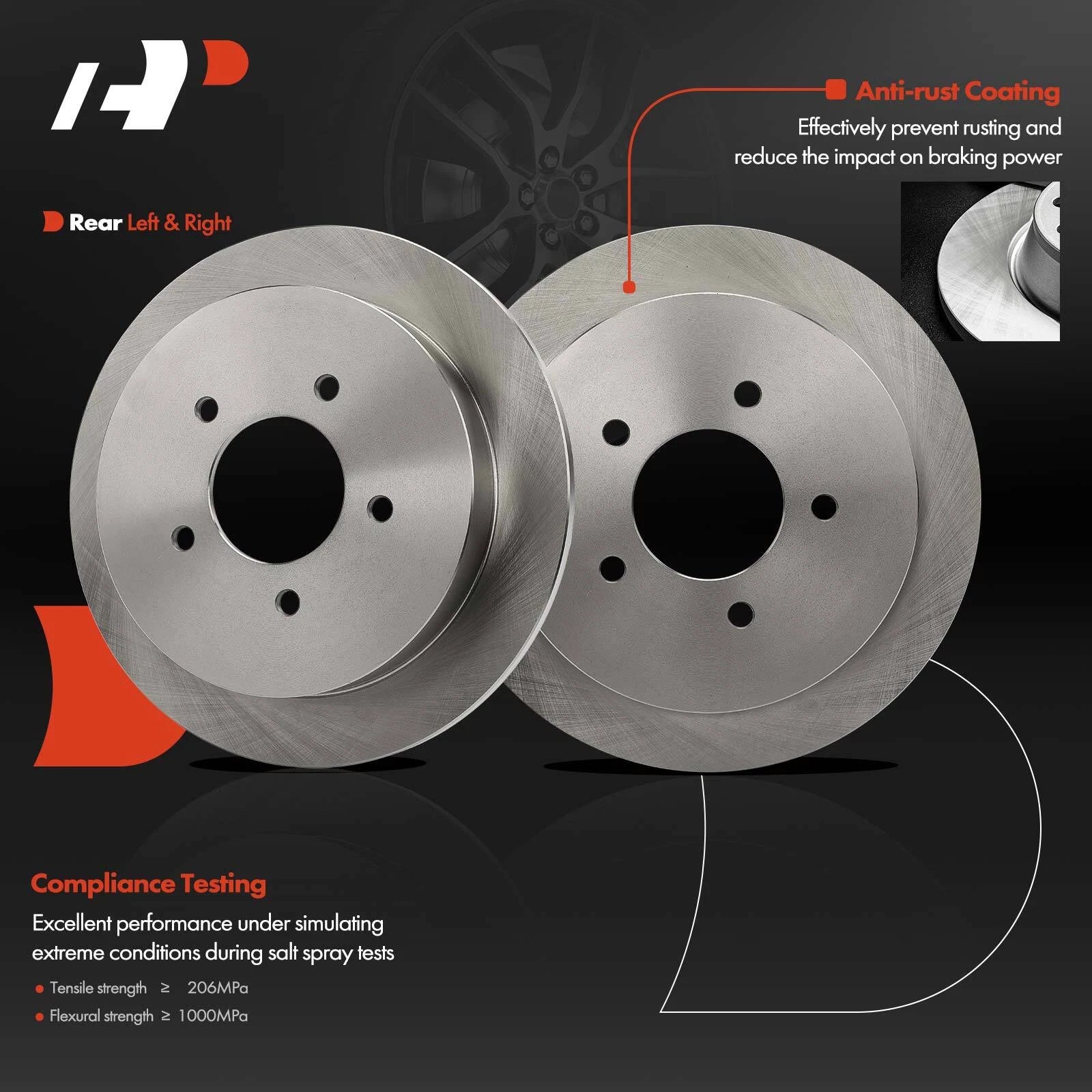 Rear Disc Brake Rotors & Ceramic Pads for Ford F-150 (1999–2003)