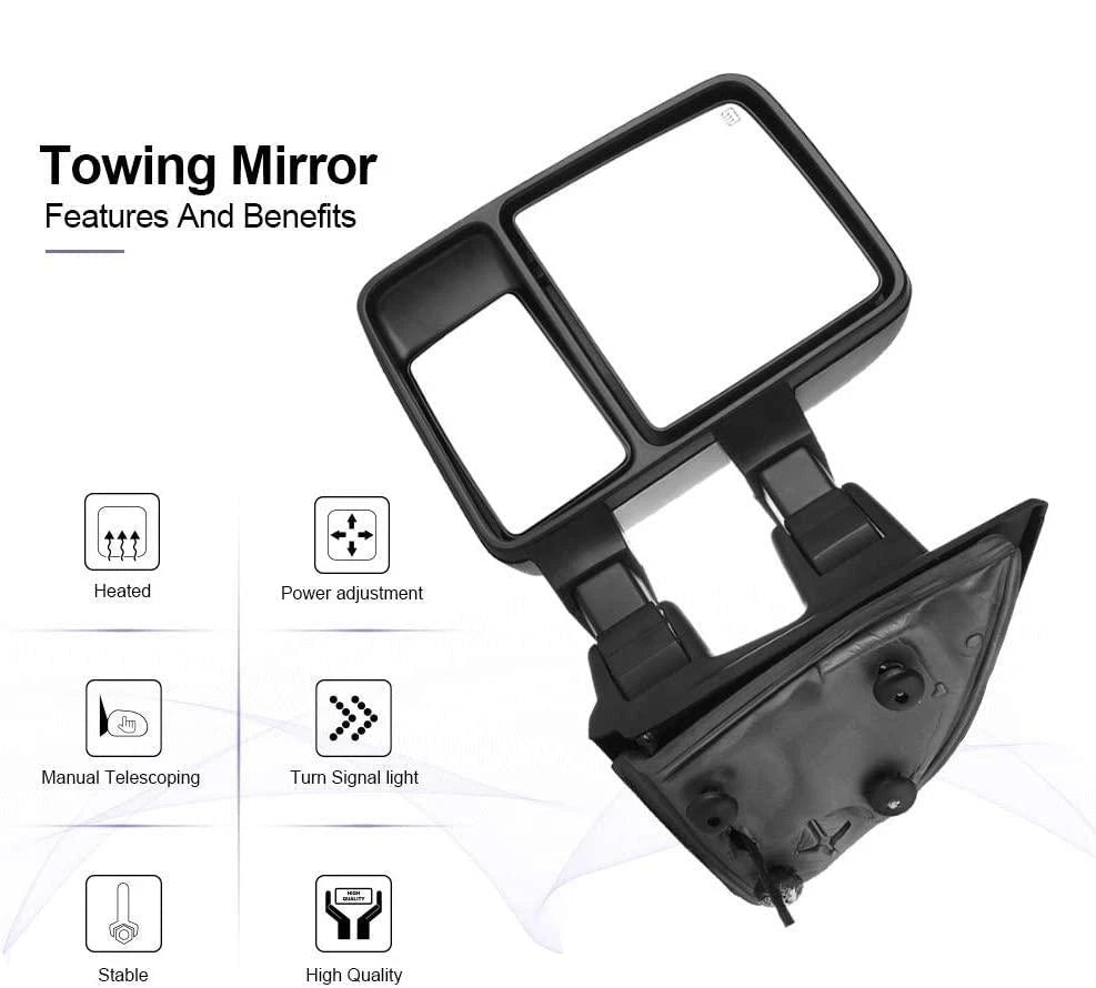 Power Heated Turn Signal Tow Mirrors for Ford F250-F550 Super Duty (1999–2007)
