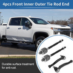 Set of 4 Front Inner Outer Tie Rod End Links for Suzuki Swift+ (2004–2009)