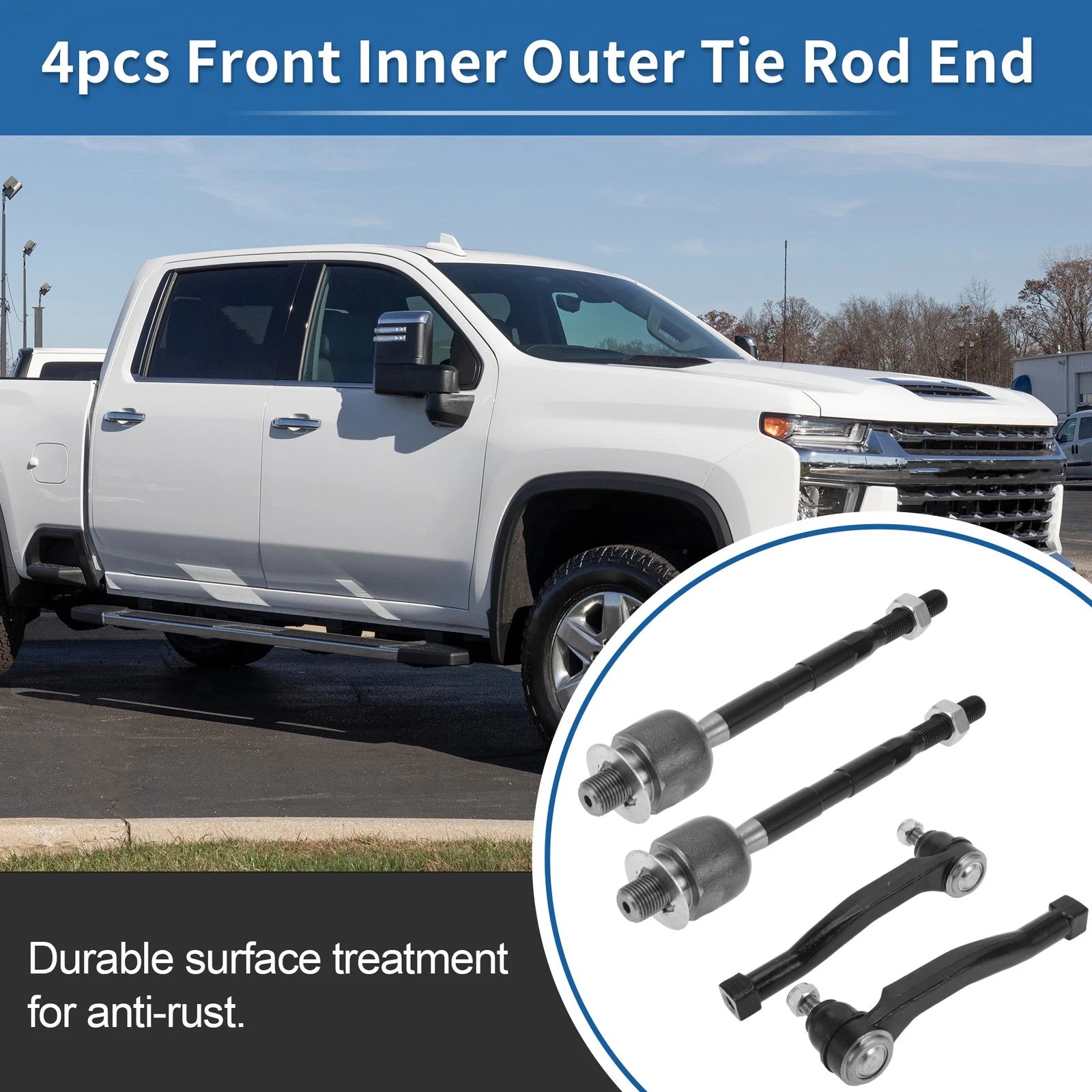 Set of 4 Front Inner Outer Tie Rod End Links for Suzuki Swift+ (2004–2009)