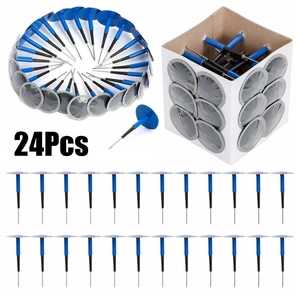 24X Tire Puncture Repair Patch Kit for Auto Car Truck (36mm, 4mm Mushroom)