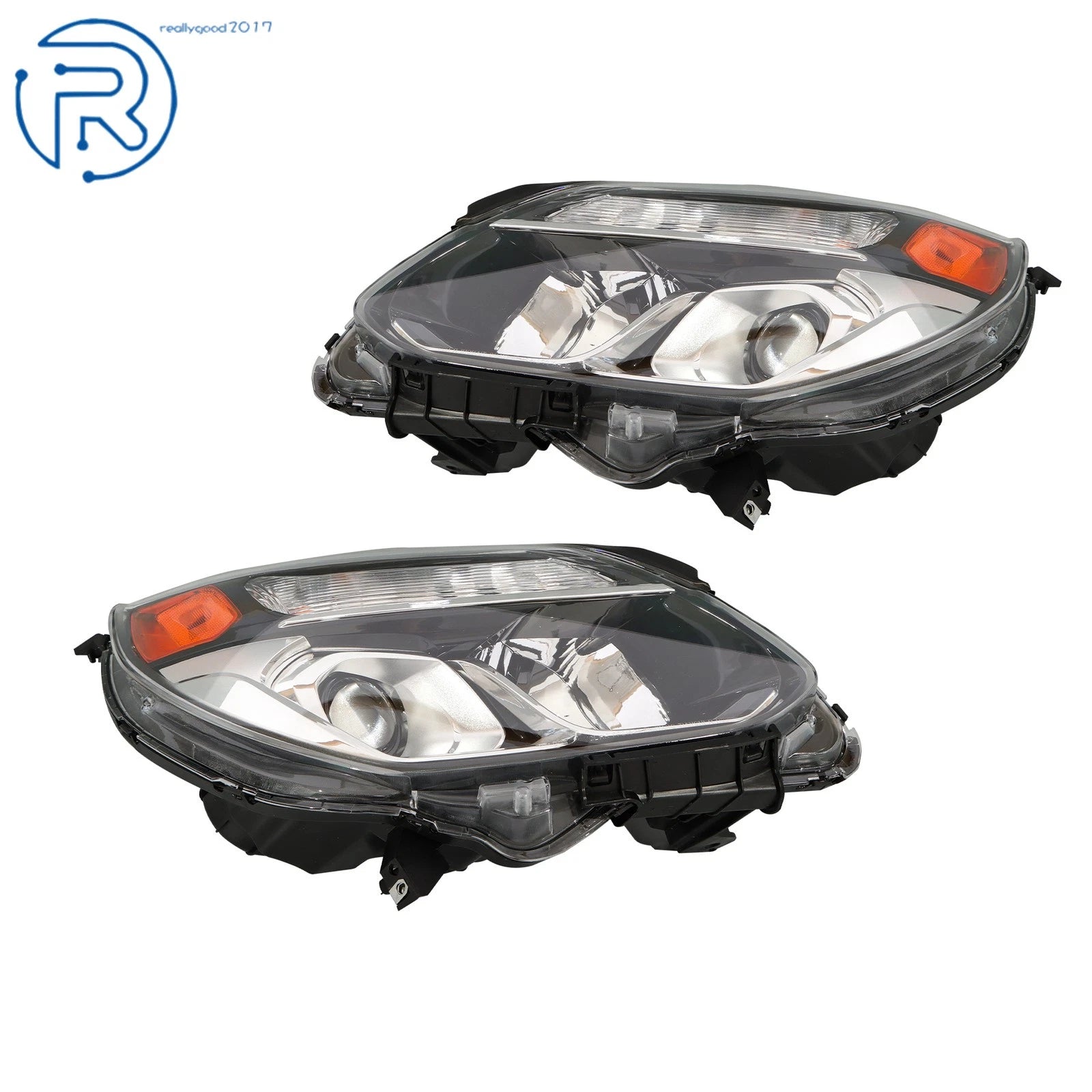 Headlight Assembly Set for Chevy Equinox (2016-2017) Clear Halogen