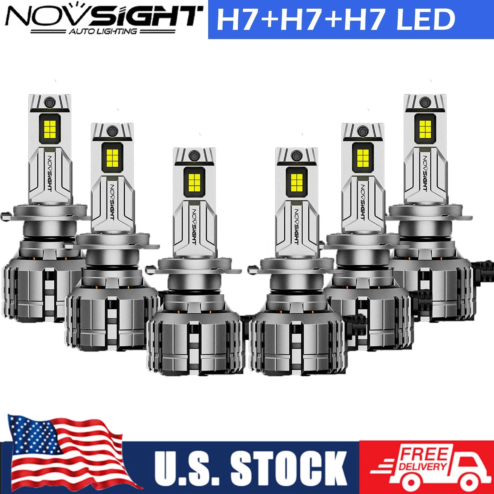6x H7 LED Headlight Bulbs Kit for High Low Beam Fog Light (6500K)