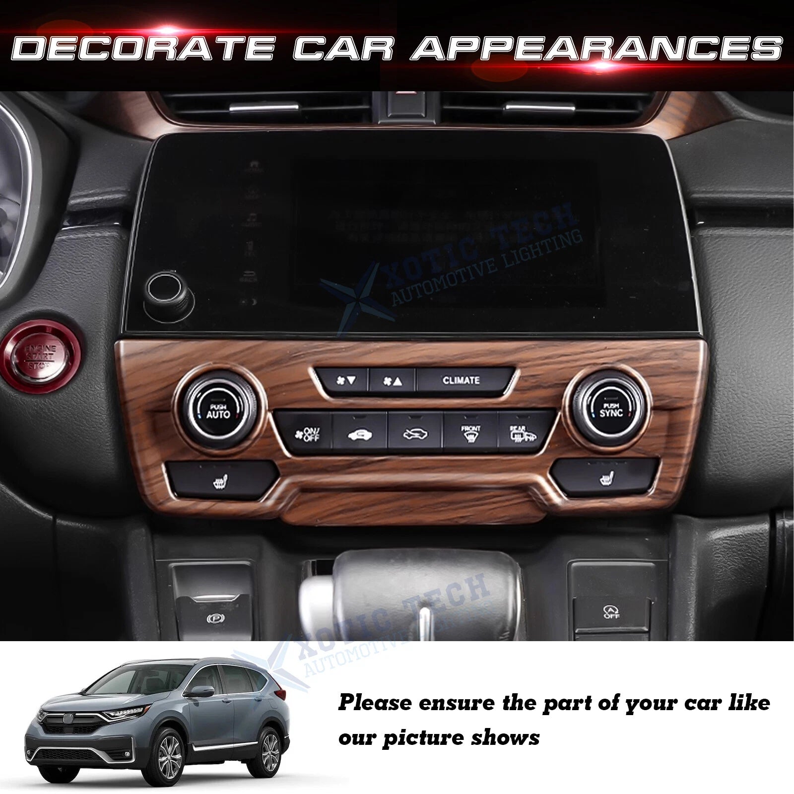 Peach Wood Grain Center Climate Control CD Panel Cover for Honda CR-V (2017-2022)