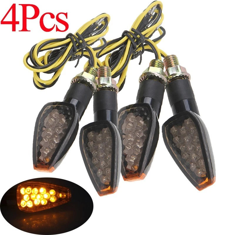 Set of 4 LED Turn Signal Lights for Universal Motorcycle (12V)