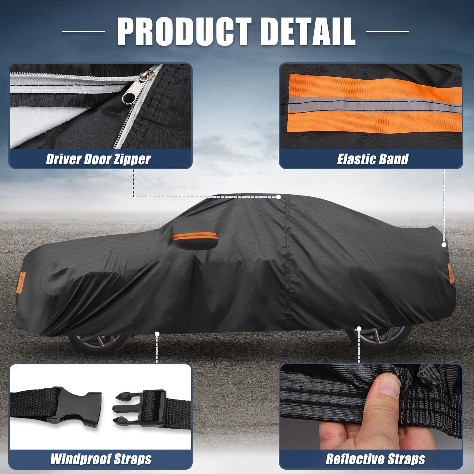 Waterproof Aluminum Film Car Cover for Ford Mustang (2021) - Black