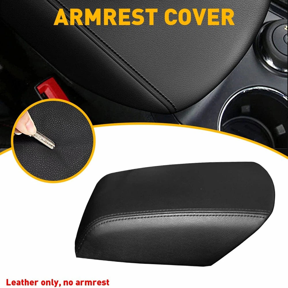 Black Leather Console Lid Armrest Cover for Ford Explorer (2011–2018)