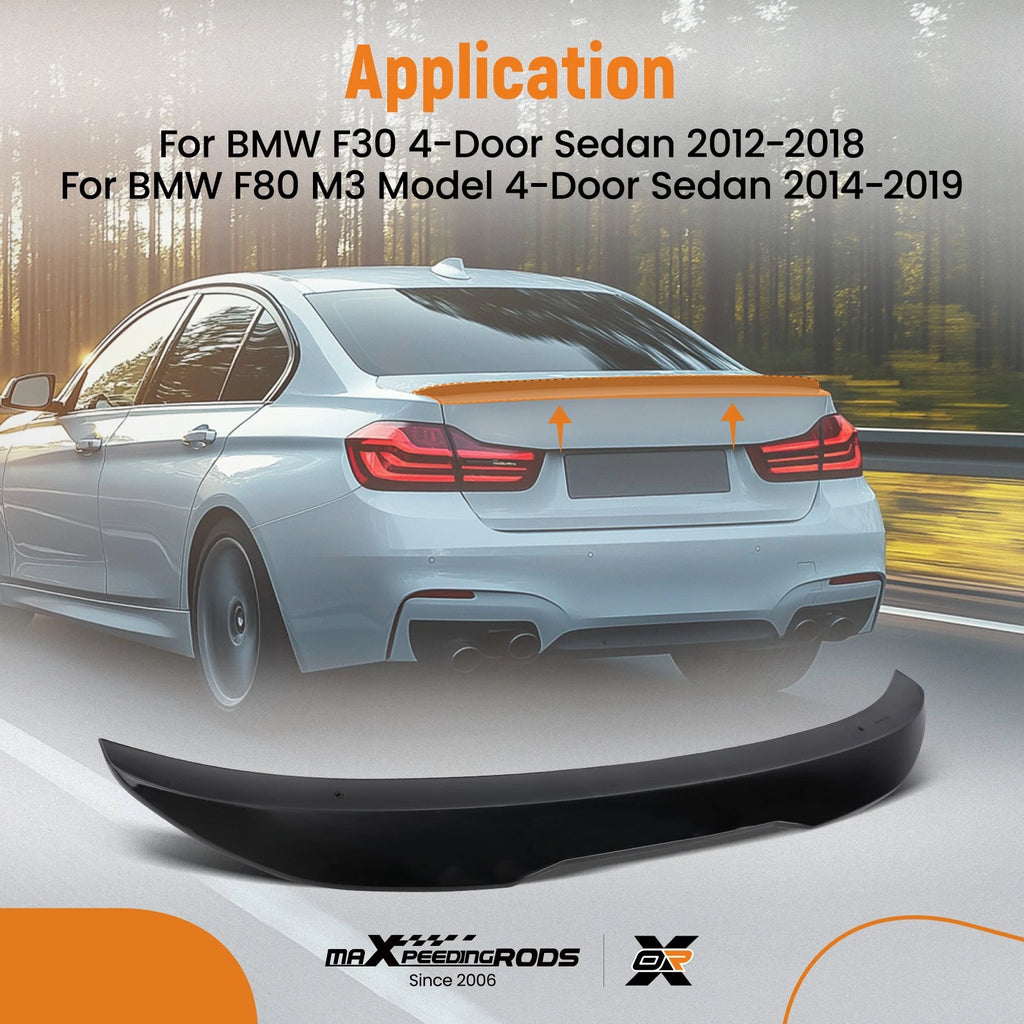ABS Plastic Rear Trunk Spoiler for BMW F30/F80 M3 (2012–2019) Glossy Black