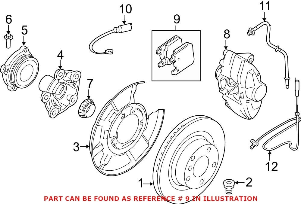 Set of 4 Rear Disc Brake Pads for BMW (OEM 34218099354)