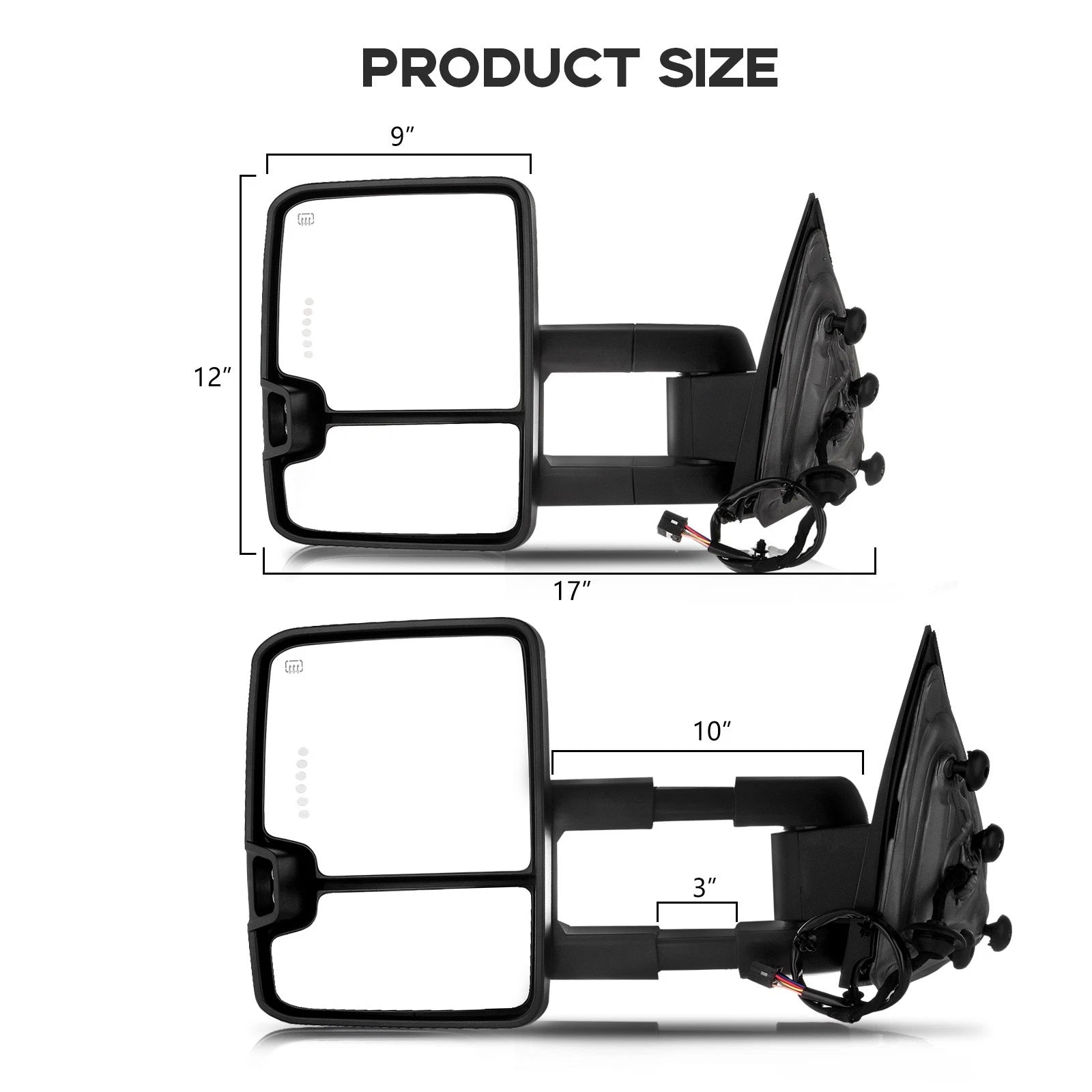Set of 2 Chrome Power Heated Towing Mirrors for Silverado Sierra (2014-2018)