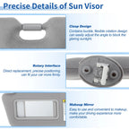 Left Sun Visor for Toyota Tacoma (2005–2015) Gray w/ Vanity Mirror & Light